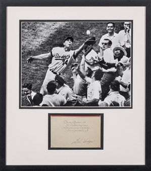 Gil Hodges Autographed Christmas Card in Framed Photo Display (PSA/DNA)